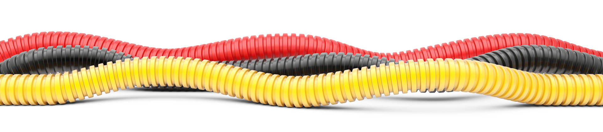 Red, black, yellow colored Electrical Non-metallic Tubing for installation of electrical cable.