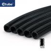 Ctube Corrugated Flexible Conduit Electrical PVC Wiring Pipe for Cable Underground ENT Piping - Black