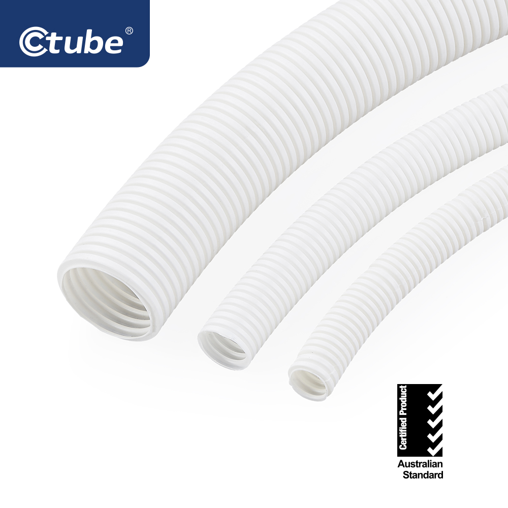 Ctube Electrical Tubing Corrugated PVC Conduit ENT Plastic Cable Wiring  Pipe 20mm to 50mm - White