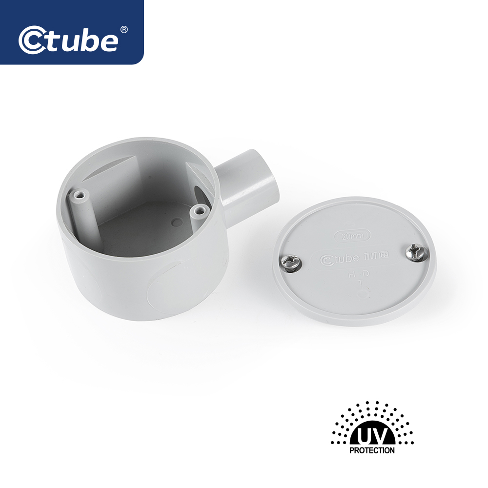 Ctube 20-25mm 1-Way Solar Shallow Junction Box