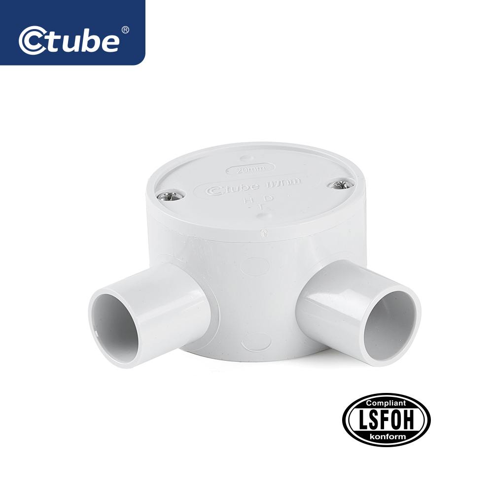 Ctube 20-25mm 2-Way V Type LSZH Shallow Junction Box