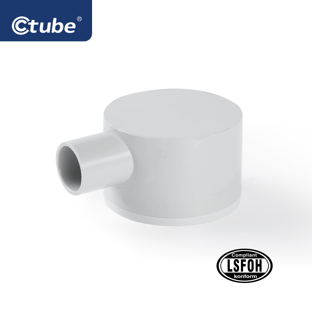 Ctube 20-25mm 2-Way V Type LSZH Shallow Junction Box
