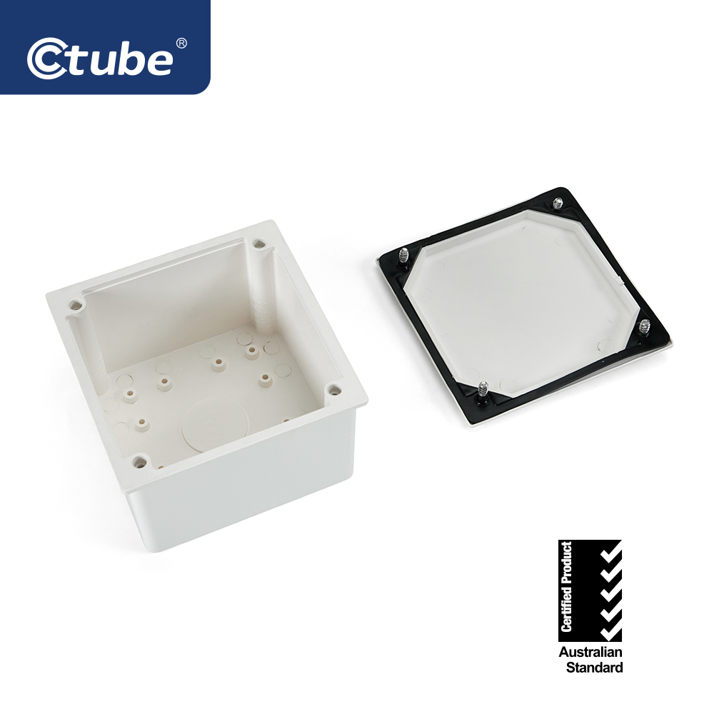 Ctube PVC Junction Box Electrical Plastic Adaptable Box External for Wiring Cable Conduit - White