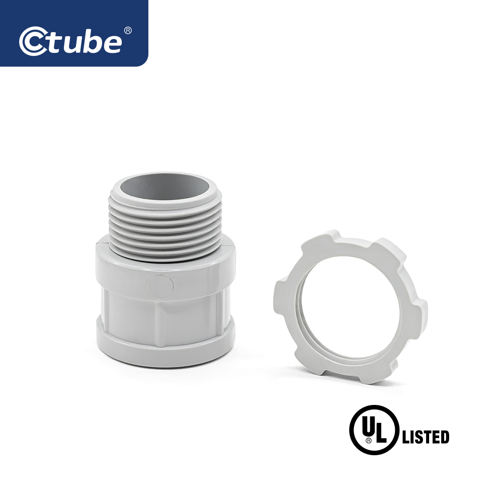 Ctube Male Terminal PVC Conduit Adapters For SCH 40 Conduit Pipe