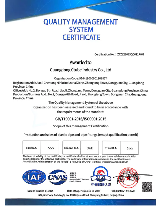 ISO 9001 Certification Ctube